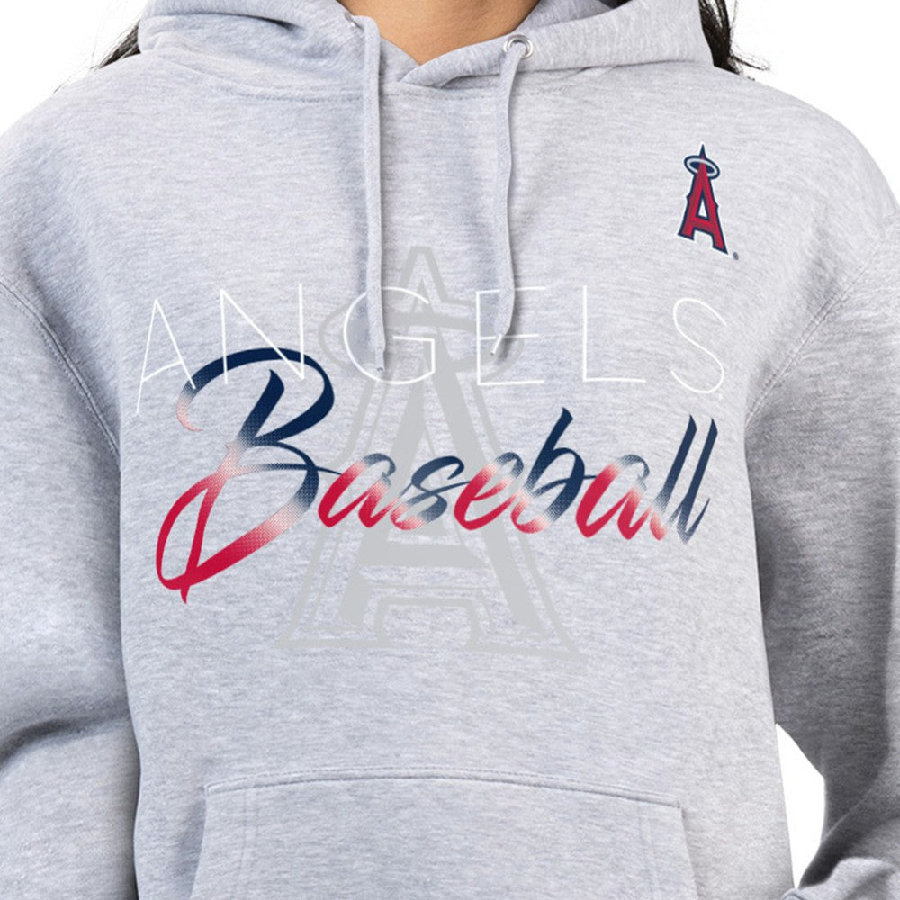Los Angeles Angels G-III 4Her by Carl Banks Women's Shadow Logo Graphic Pullover Hoodie - Heather Gray