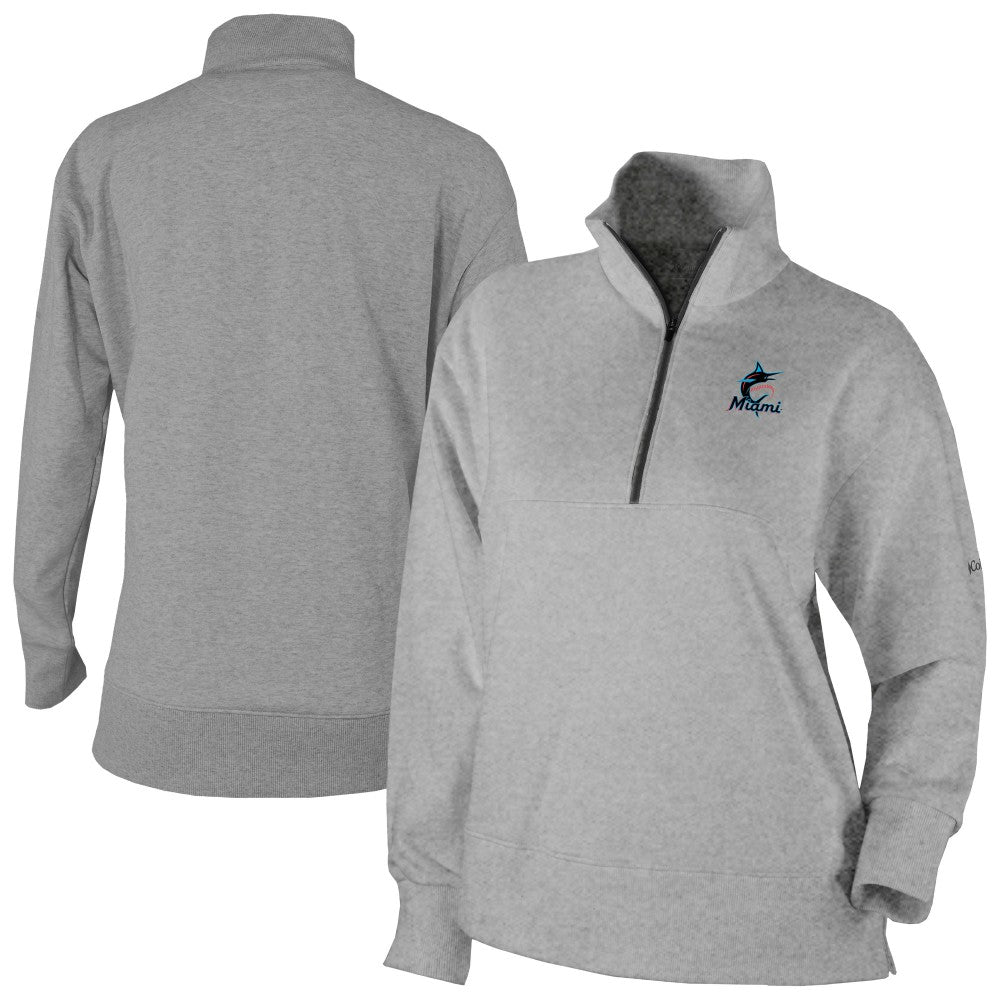 Miami Marlins Women's Birchwood Hills Quarter-Zip Pullover - Gray | Columbia