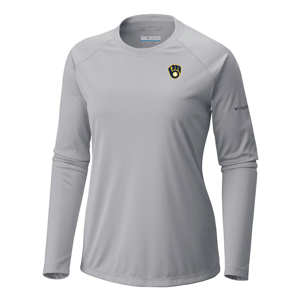 Milwaukee Brewers Tidal Tee II Long Sleeve T-Shirt - Gray | Columbia