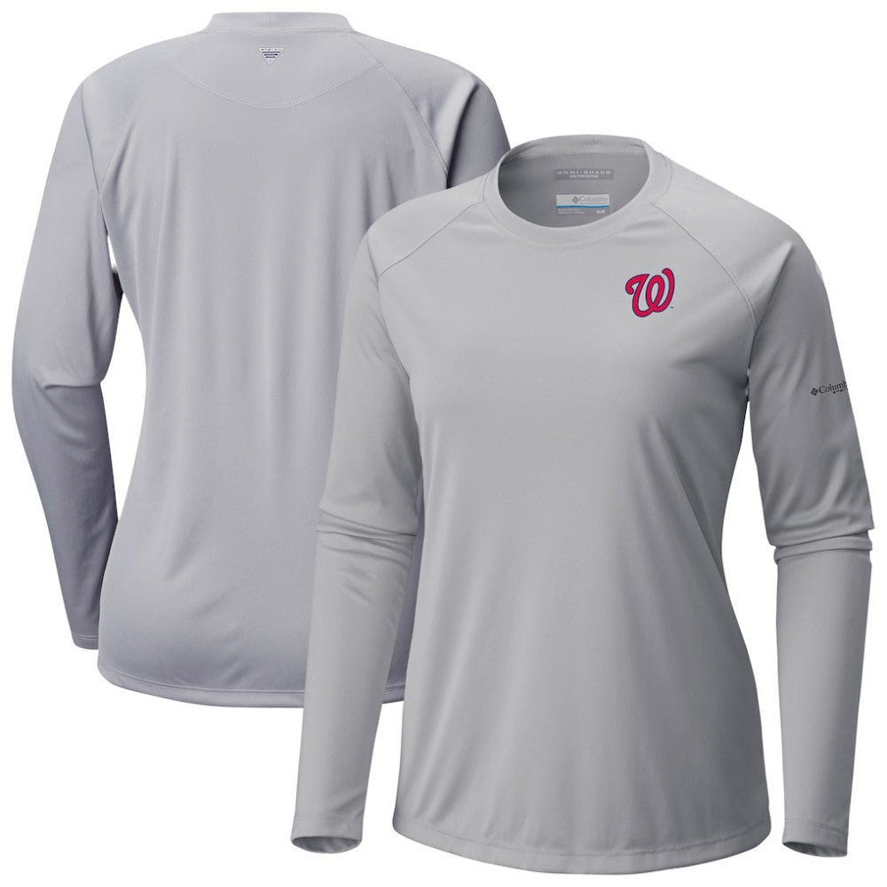 Washington Nationals Tidal Tee II Long Sleeve T-Shirt - Gray | Columbia
