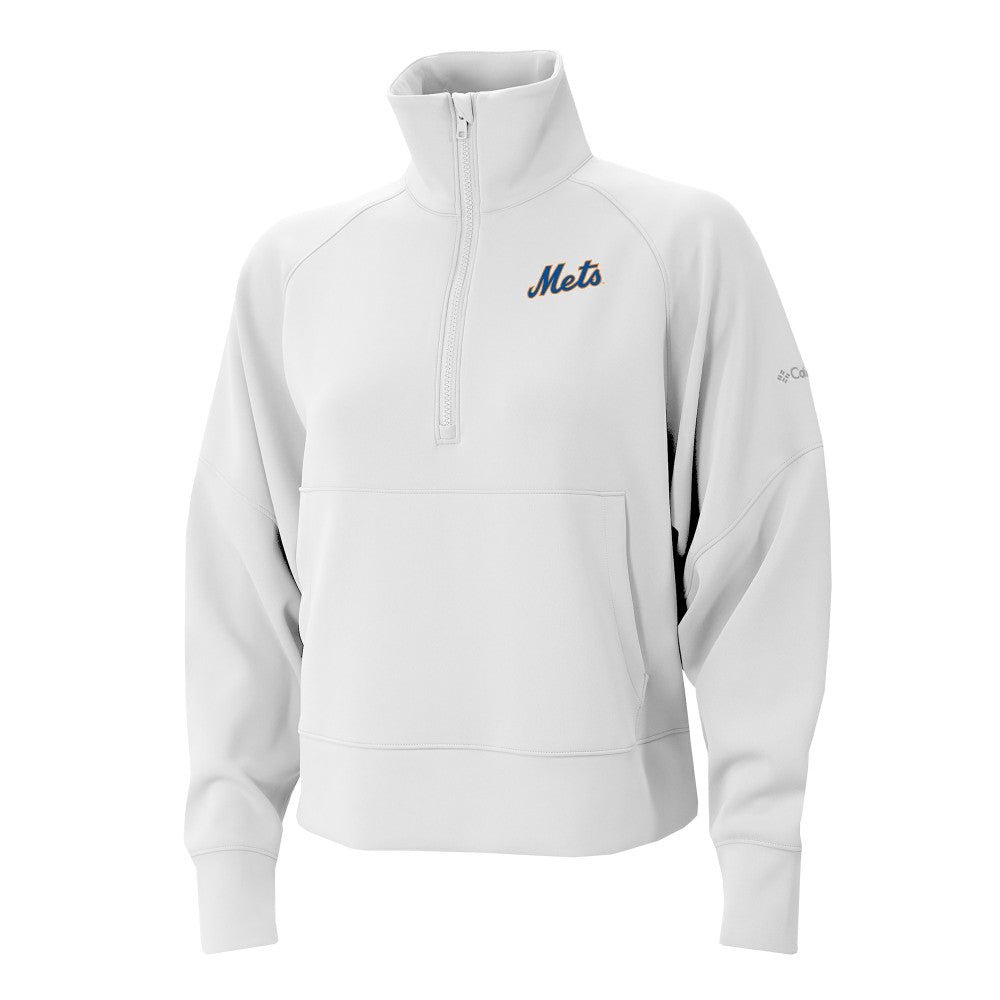 New York Mets Women's Wickhams Hills Raglan Omni-Wick Quarter-Zip Pullover - White | Columbia