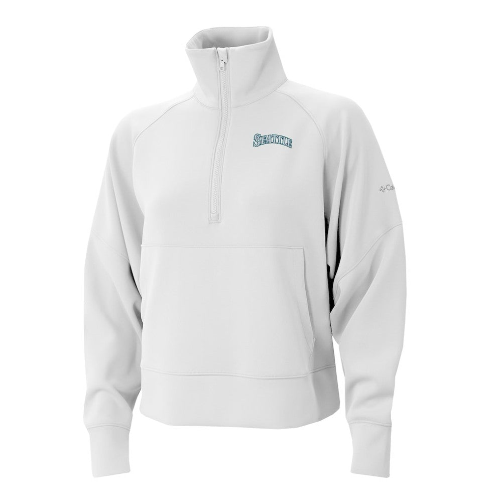 Seattle Mariners Women's Wickhams Hills Raglan Omni-Wick Quarter-Zip Pullover - White | Columbia