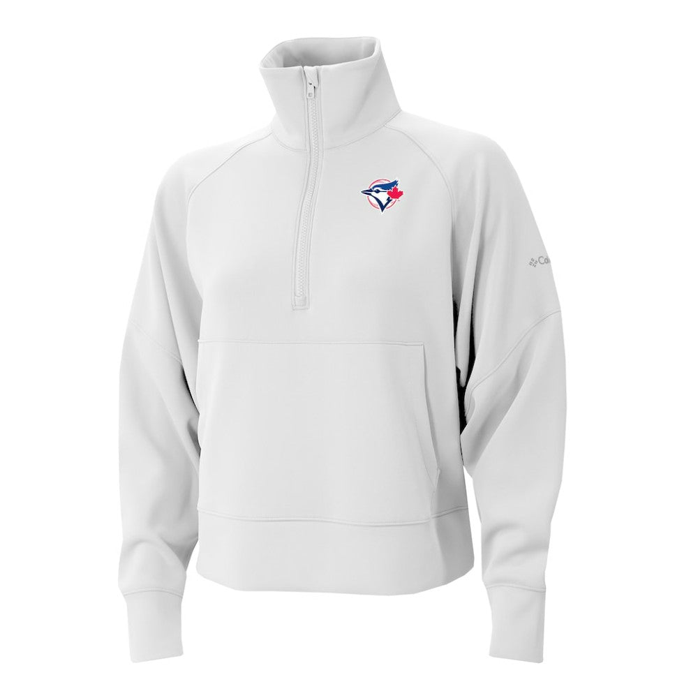 Toronto Blue Jays Women's Wickhams Hills Raglan Omni-Wick Quarter-Zip Pullover - White | Columbia