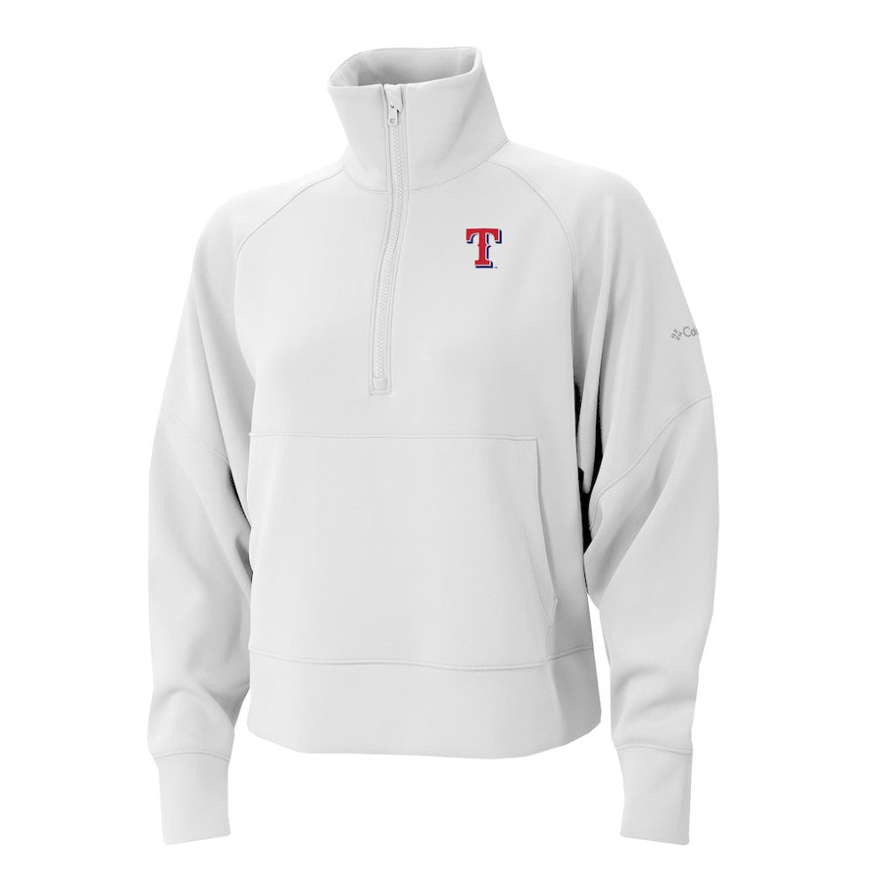 Texas Rangers Women's Wickhams Hills Raglan Omni-Wick Quarter-Zip Pullover - White | Columbia