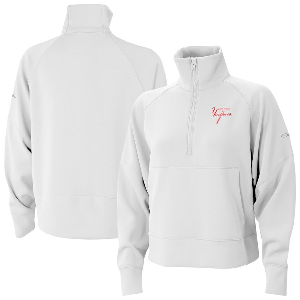 New York Yankees Women's Wickhams Hills Raglan Omni-Wick Quarter-Zip Pullover - White | Columbia