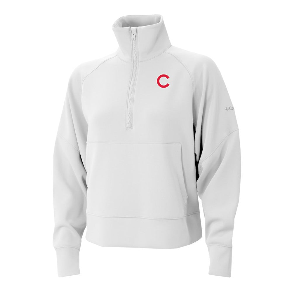 Chicago Cubs Women's Wickhams Hills Raglan Omni-Wick Quarter-Zip Pullover - White | Columbia