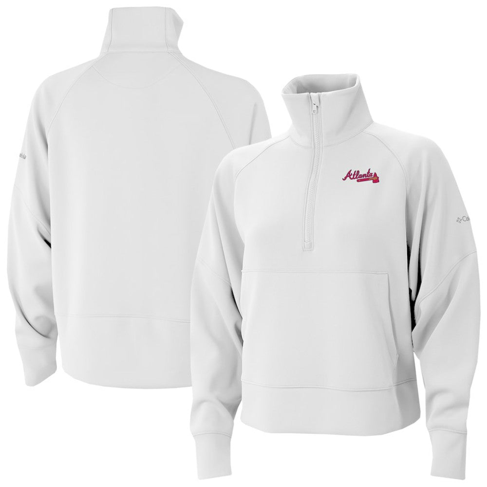 Atlanta Braves Women's Wickhams Hills Raglan Omni-Wick Quarter-Zip Pullover - White | Columbia