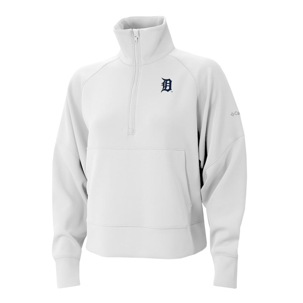 Detroit Tigers Women's Wickhams Hills Raglan Omni-Wick Quarter-Zip Pullover - White | Columbia