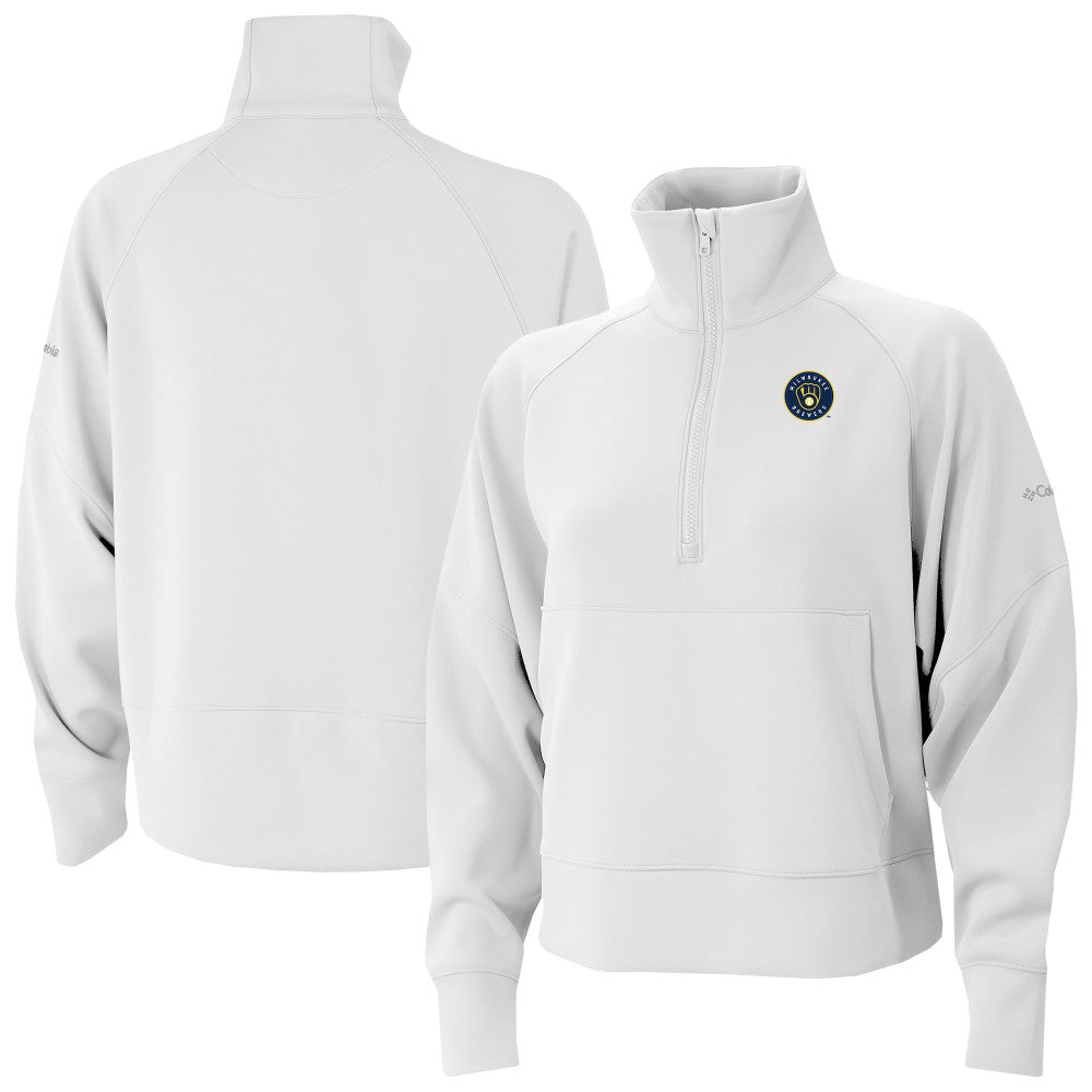 Milwaukee Brewers Women's Wickhams Hills Raglan Omni-Wick Quarter-Zip Pullover - White | Columbia