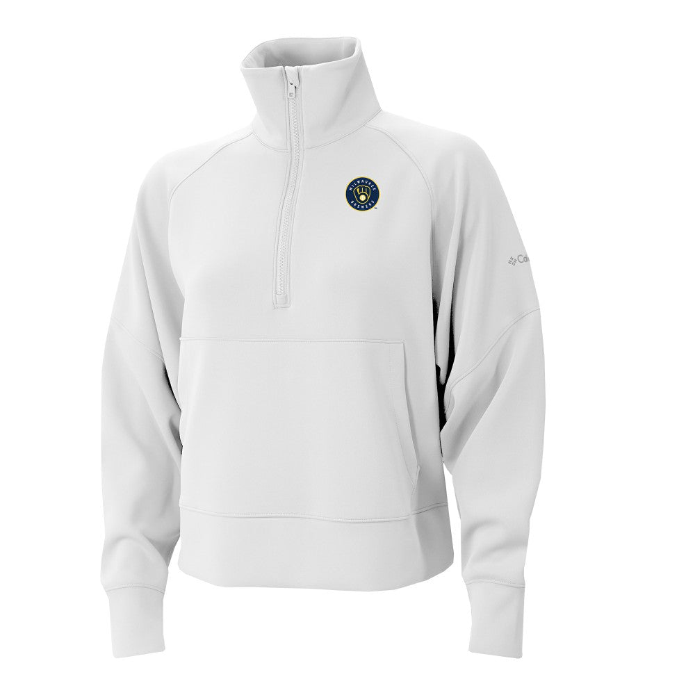 Milwaukee Brewers Women's Wickhams Hills Raglan Omni-Wick Quarter-Zip Pullover - White | Columbia