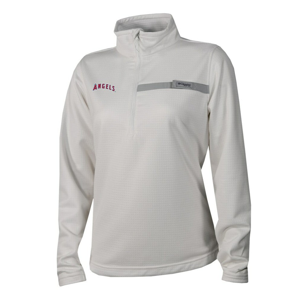 Los Angeles Angels Women's Skiff Guide Fleece Half-Zip Pullover Jacket - White | Columbia