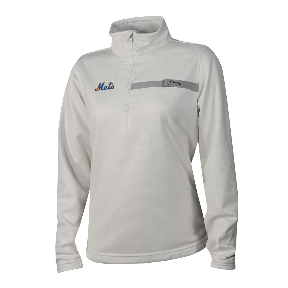 New York Mets Women's Skiff Guide Fleece Half-Zip Pullover Jacket - White | Columbia