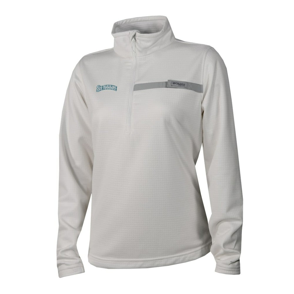 Seattle Mariners Women's Skiff Guide Fleece Half-Zip Pullover Jacket - White | Columbia