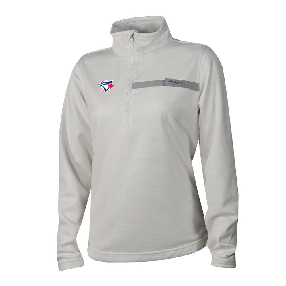 Toronto Blue Jays Women's Skiff Guide Fleece Half-Zip Pullover Jacket - White | Columbia