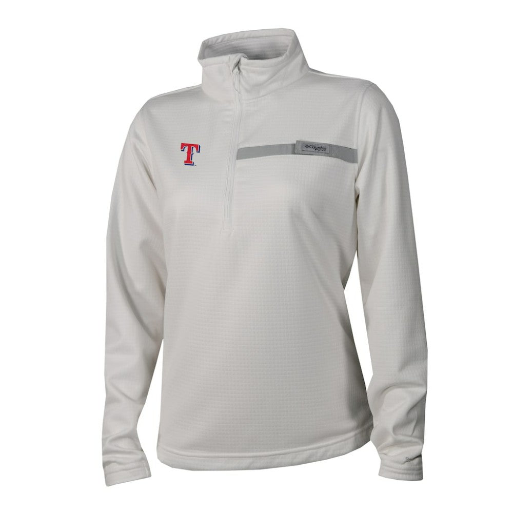 Texas Rangers Women's Skiff Guide Fleece Half-Zip Pullover Jacket - White | Columbia