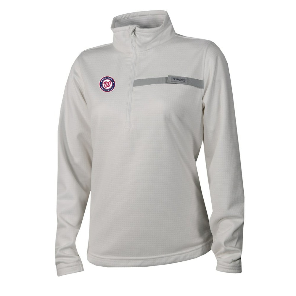 Washington Nationals Women's Skiff Guide Fleece Half-Zip Pullover Jacket - White | Columbia