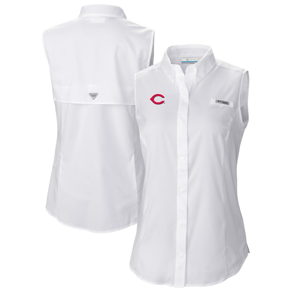 Cincinnati Reds Women's Tamiami Sleeveless Shirt - White | Columbia