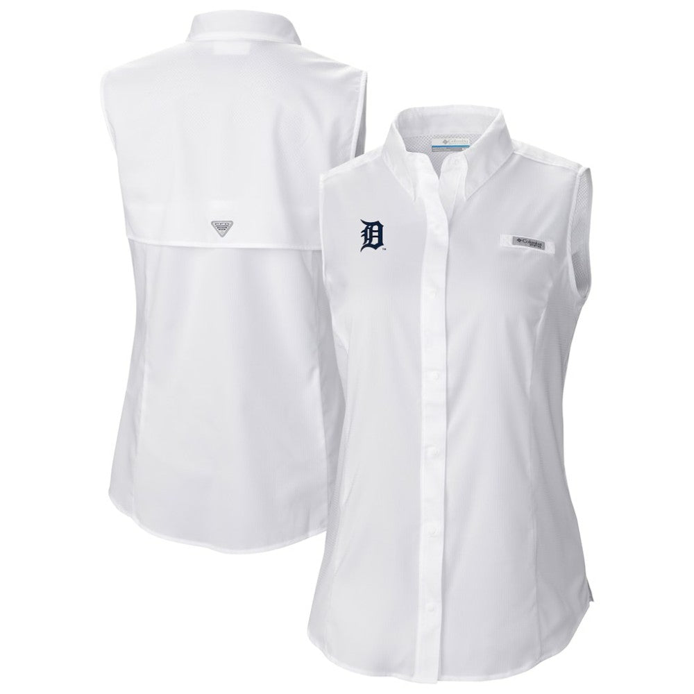Detroit Tigers Women's Tamiami Sleeveless Shirt - White | Columbia