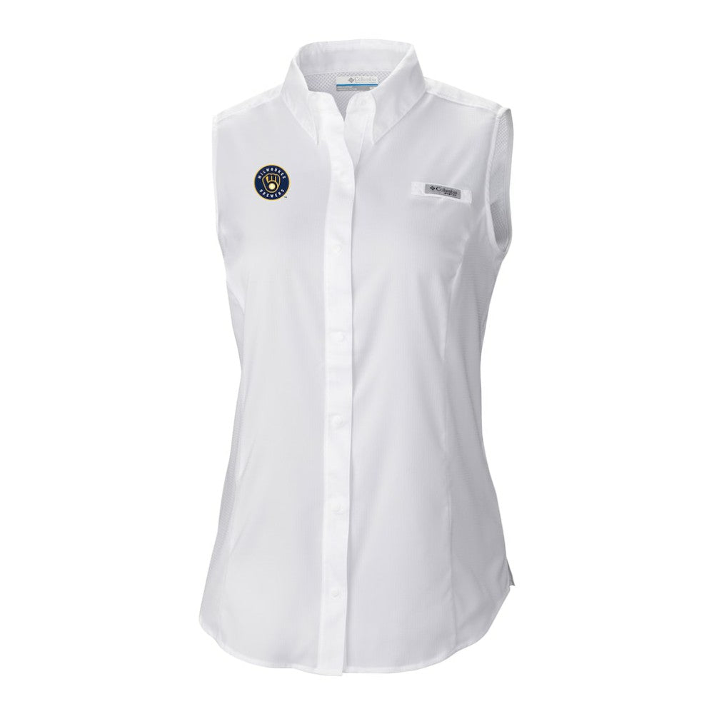 Milwaukee Brewers Women's Tamiami Sleeveless Shirt - White | Columbia