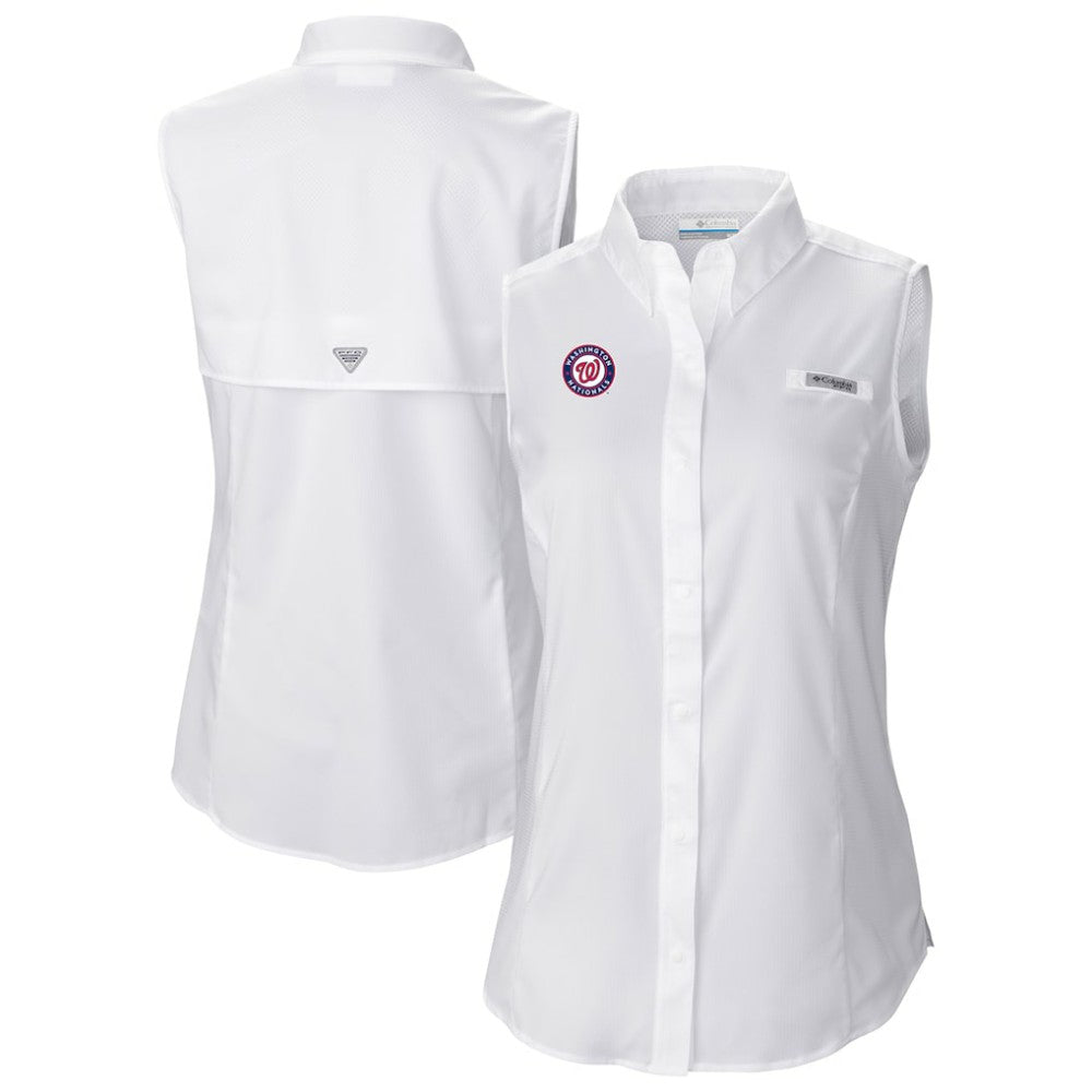 Washington Nationals Women's Tamiami Sleeveless Shirt - White | Columbia
