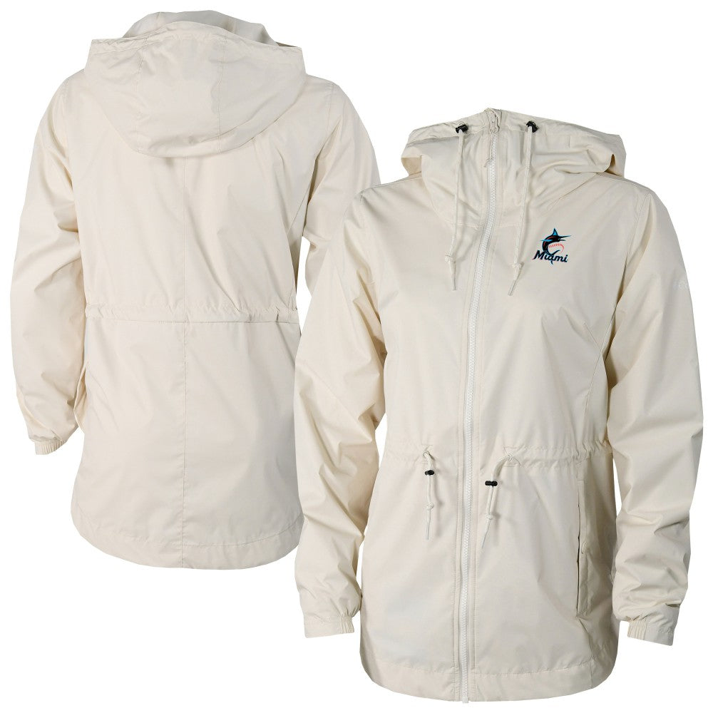 Miami Marlins Women's Lily Park Full-Zip Rain Jacket - Cream | Columbia