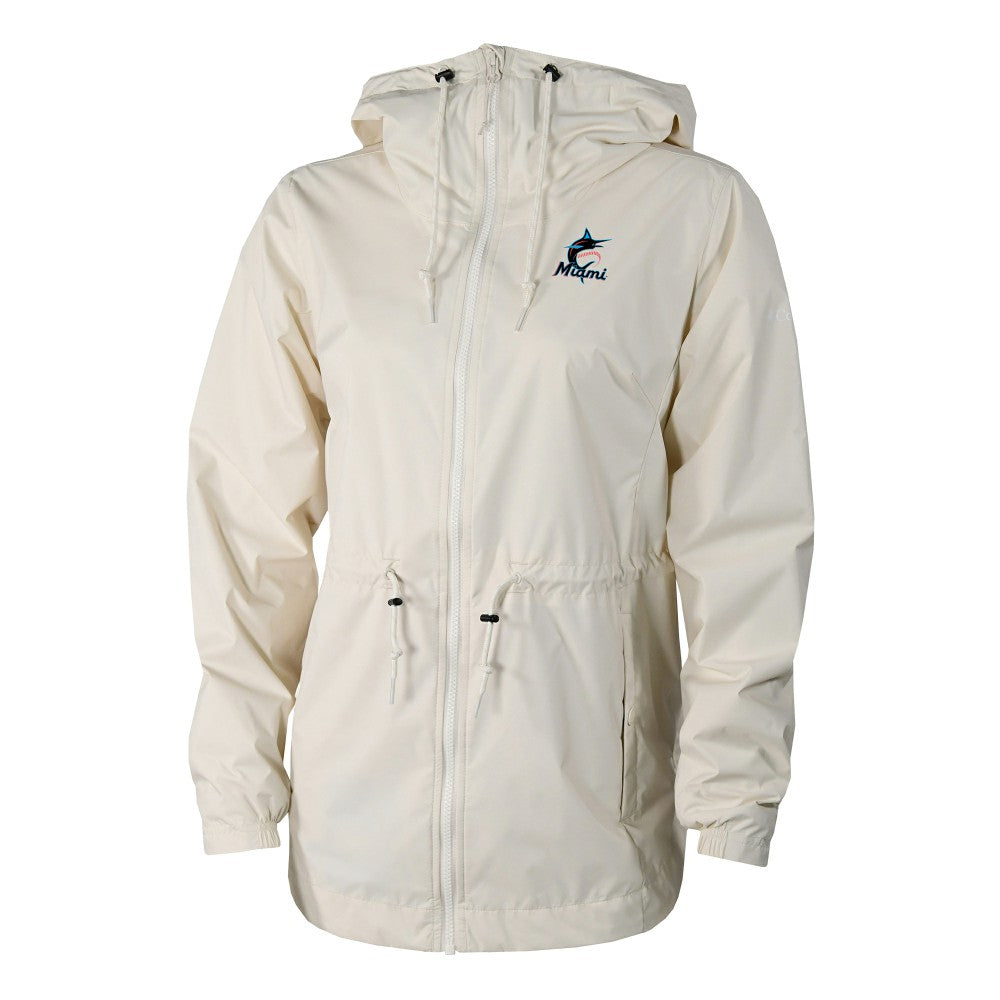 Miami Marlins Women's Lily Park Full-Zip Rain Jacket - Cream | Columbia