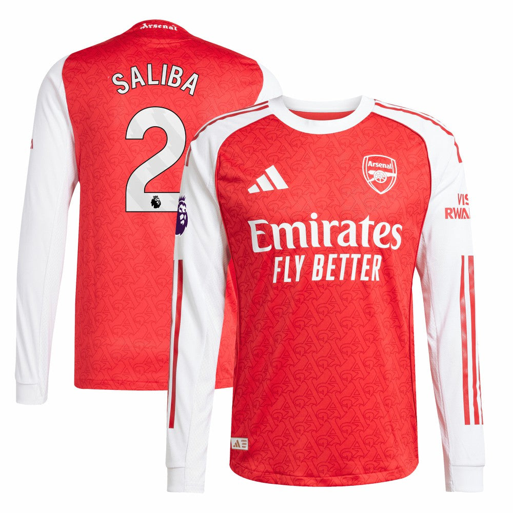 William Saliba Arsenal 2025/26 Home Long Sleeve Player Jersey - Red | Adidas on sale