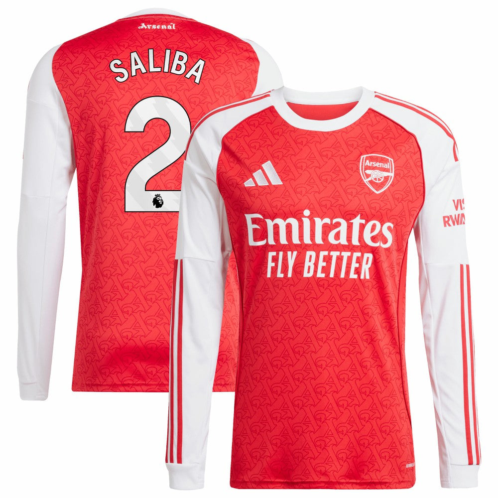 William Saliba Arsenal 2025/26 Home Replica Long Sleeve Player Jersey - Red | Adidas on sale
