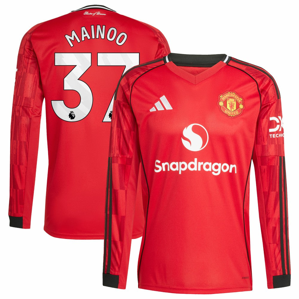 Kobbie Mainoo Manchester United Home 2025/26 Replica Player Long Sleeve Jersey - Red | Adidas for sale