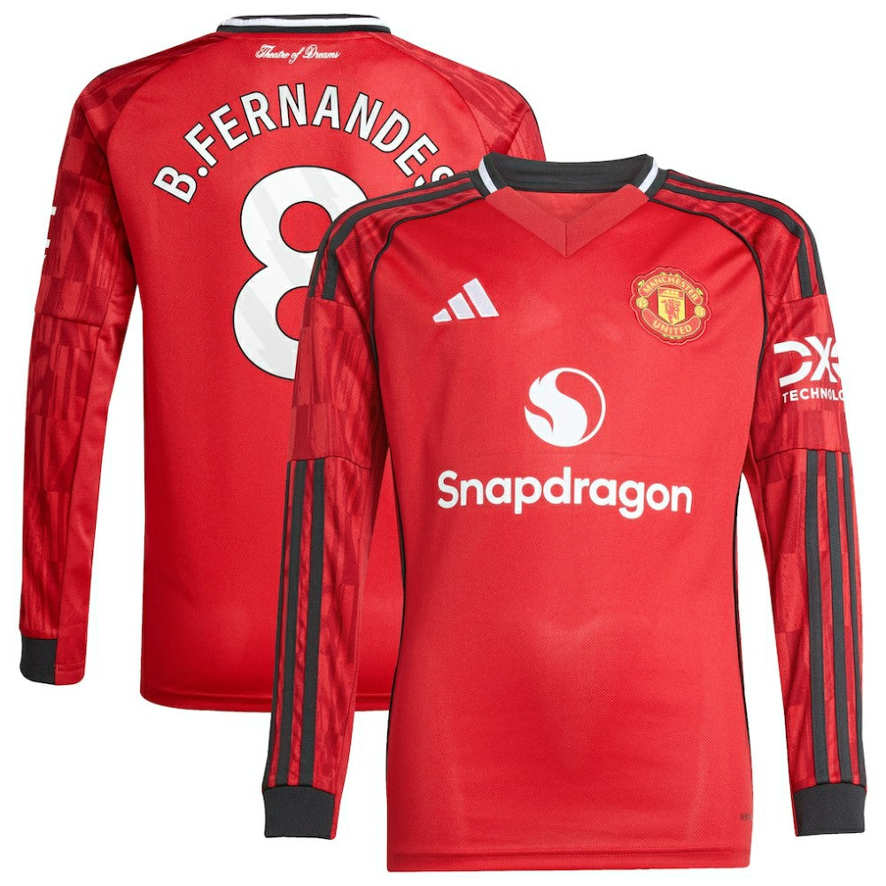 Bruno Fernandes Manchester United Youth Home 2025/26 Replica Player Long Sleeve Jersey - Red | Adidas shop
