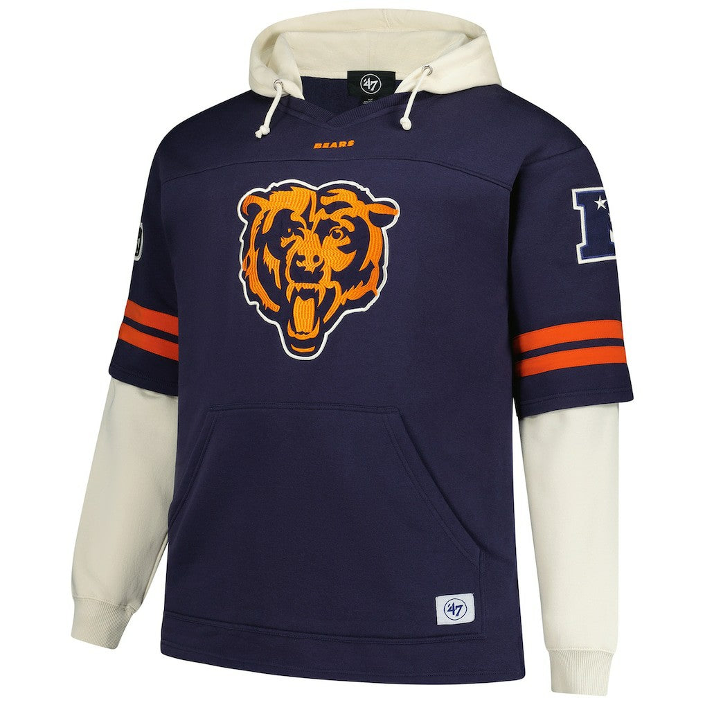 Chicago Bears '47 Big & Tall Split Zone Cornerback V-Neck Hoodie - Navy for sale