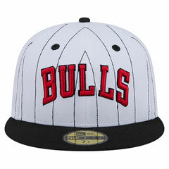 Chicago Bulls Wordmark Pinstripe 59FIFTY Fitted Hat - White | New Era discount