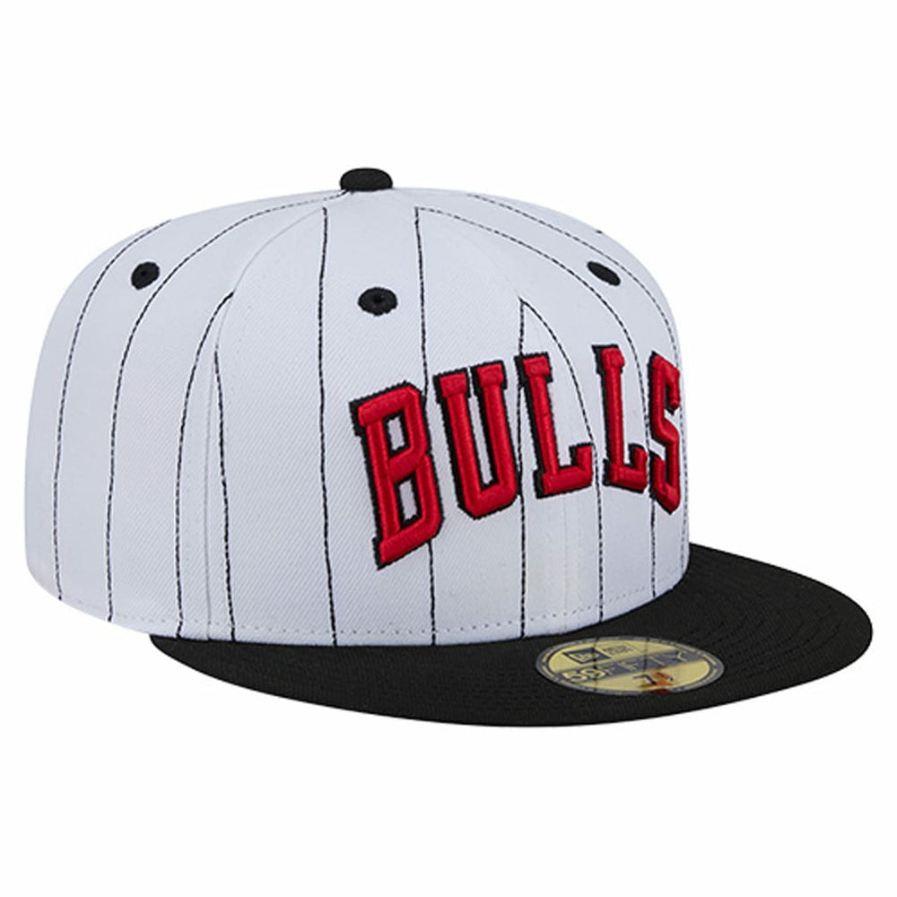 Chicago Bulls Wordmark Pinstripe 59FIFTY Fitted Hat - White | New Era discount