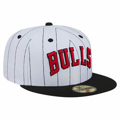 Chicago Bulls Wordmark Pinstripe 59FIFTY Fitted Hat - White | New Era discount