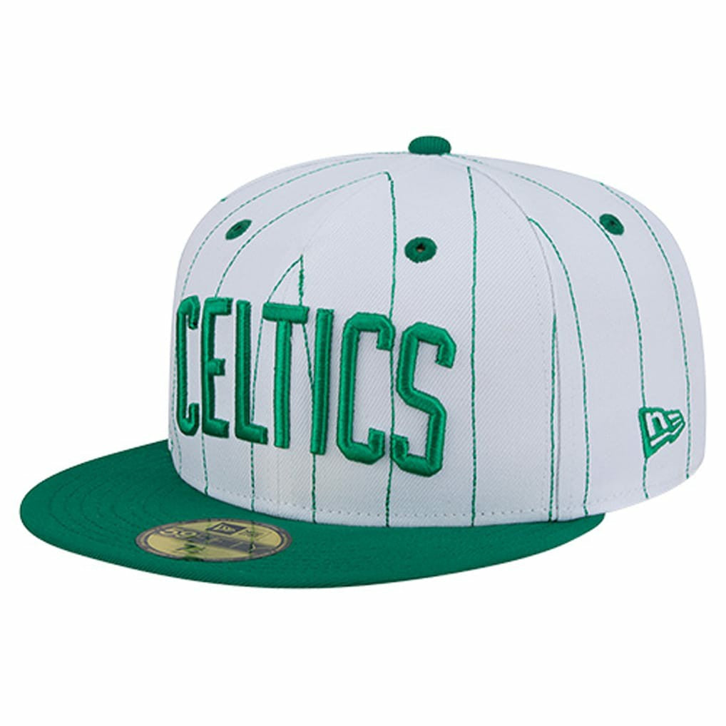 Boston Celtics Wordmark Pinstripe 59FIFTY Fitted Hat - White | New Era on sale