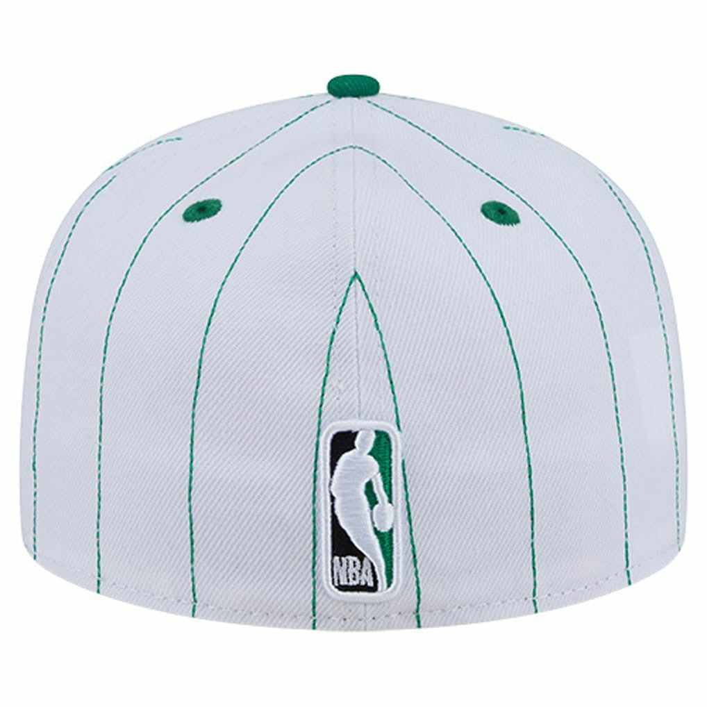Boston Celtics Wordmark Pinstripe 59FIFTY Fitted Hat - White | New Era on sale