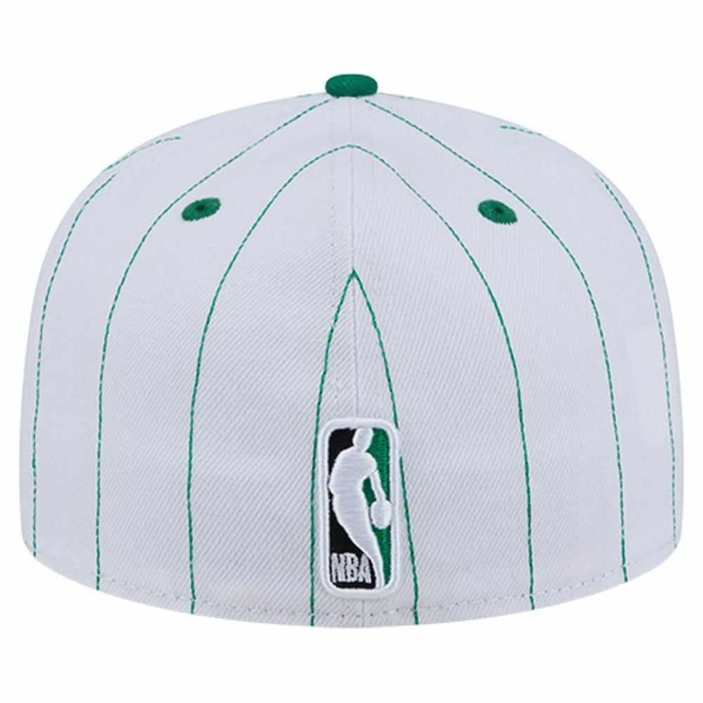 Boston Celtics Wordmark Pinstripe 59FIFTY Fitted Hat - White | New Era on sale