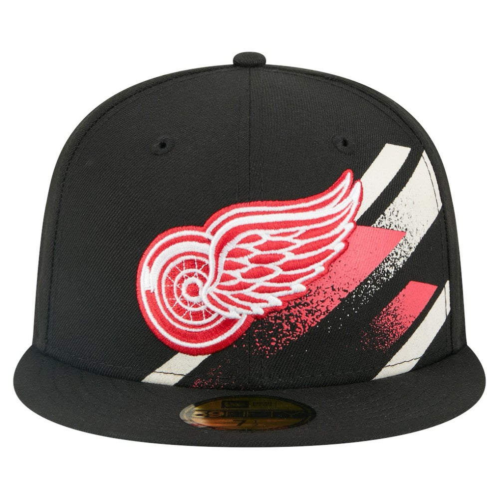 Detroit Red Wings New Era Faded Lines 59FIFTY Fitted Hat Black