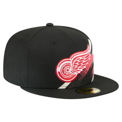 Detroit Red Wings New Era Faded Lines 59FIFTY Fitted Hat Black