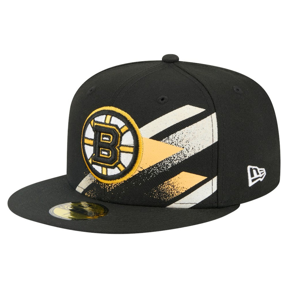 Boston Bruins New Era Faded Lines 59FIFTY Fitted Hat Black