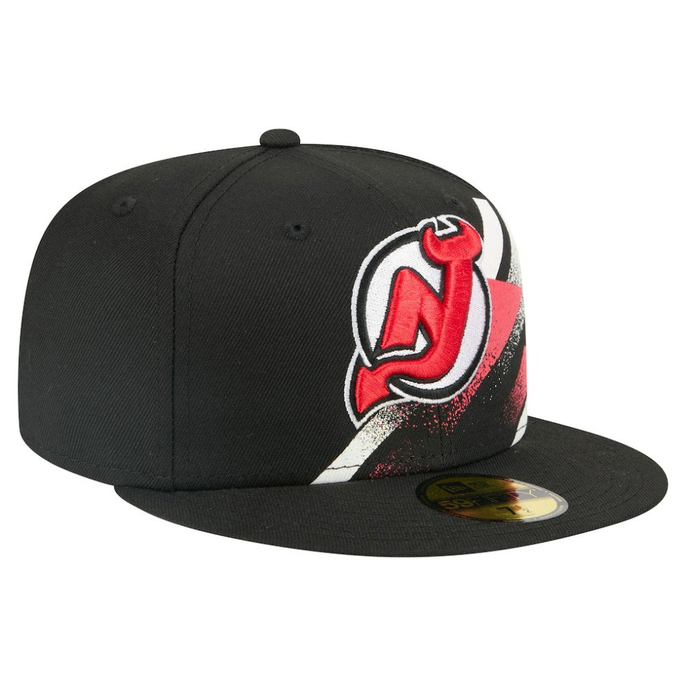 New Jersey Devils New Era Faded Lines 59FIFTY Fitted Hat Black