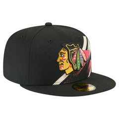 Chicago Blackhawks New Era Faded Lines 59FIFTY Fitted Hat Black