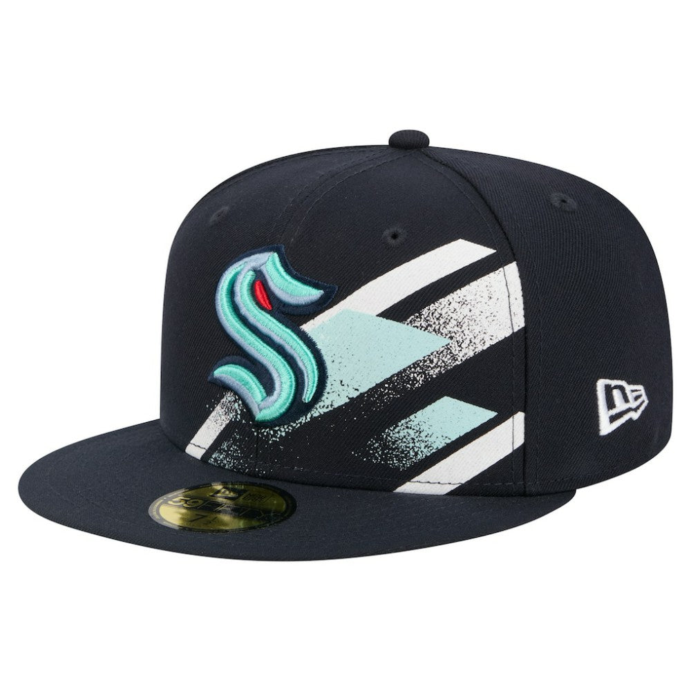 Seattle Kraken New Era Faded Lines 59FIFTY Fitted Hat Deep Sea Blue