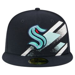 Seattle Kraken New Era Faded Lines 59FIFTY Fitted Hat Deep Sea Blue