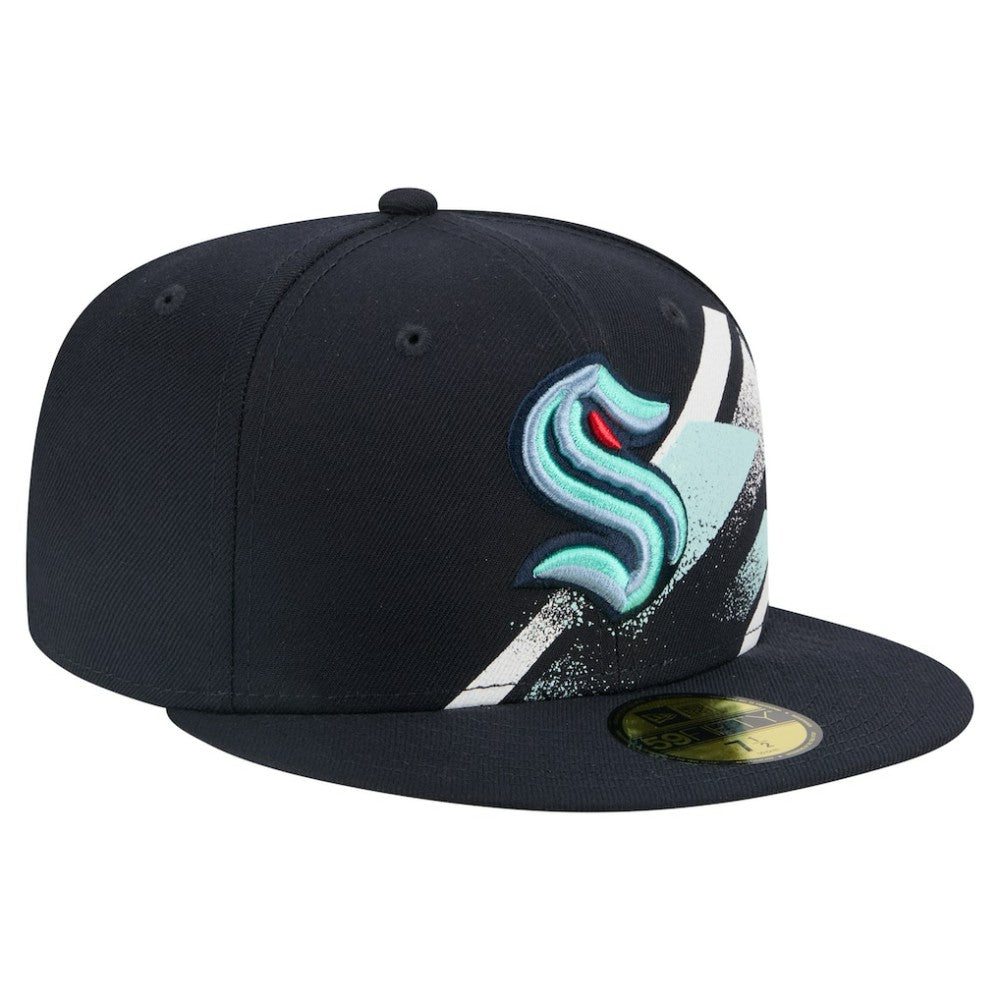 Seattle Kraken New Era Faded Lines 59FIFTY Fitted Hat Deep Sea Blue