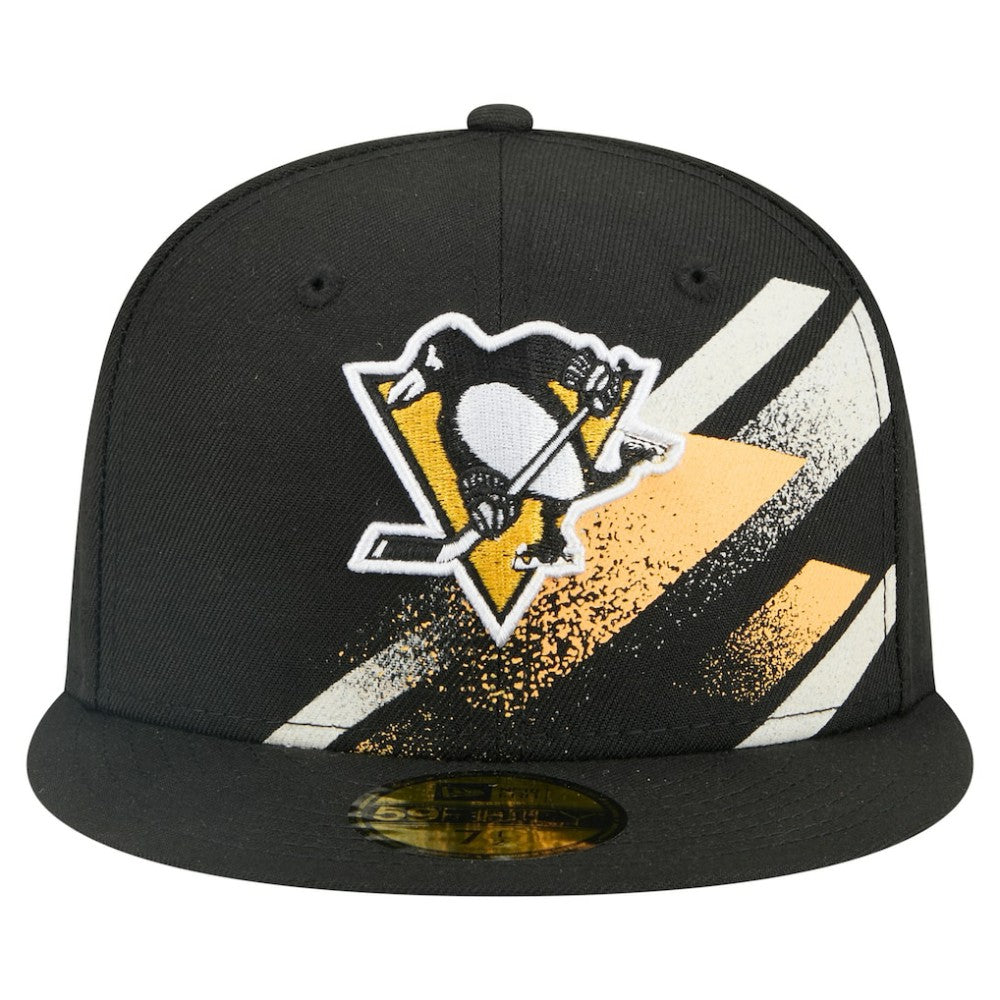 Pittsburgh Penguins New Era Faded Lines 59FIFTY Fitted Hat Black