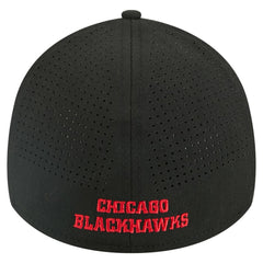 Chicago Blackhawks New Era 39THIRTY A-Frame Perforated Flex Hat Black