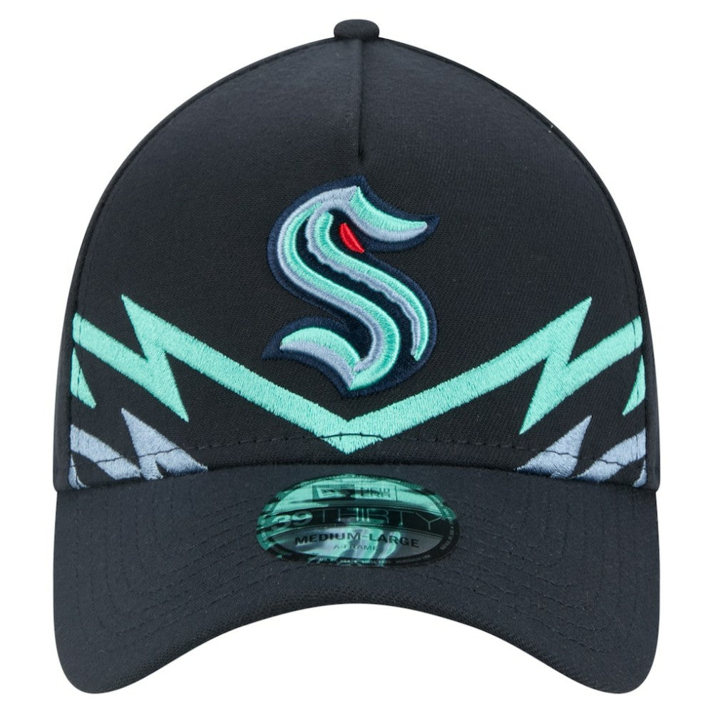 Seattle Kraken New Era Zig Zag 39THIRTY A-Frame Perforated Flex Hat Deep Sea Blue