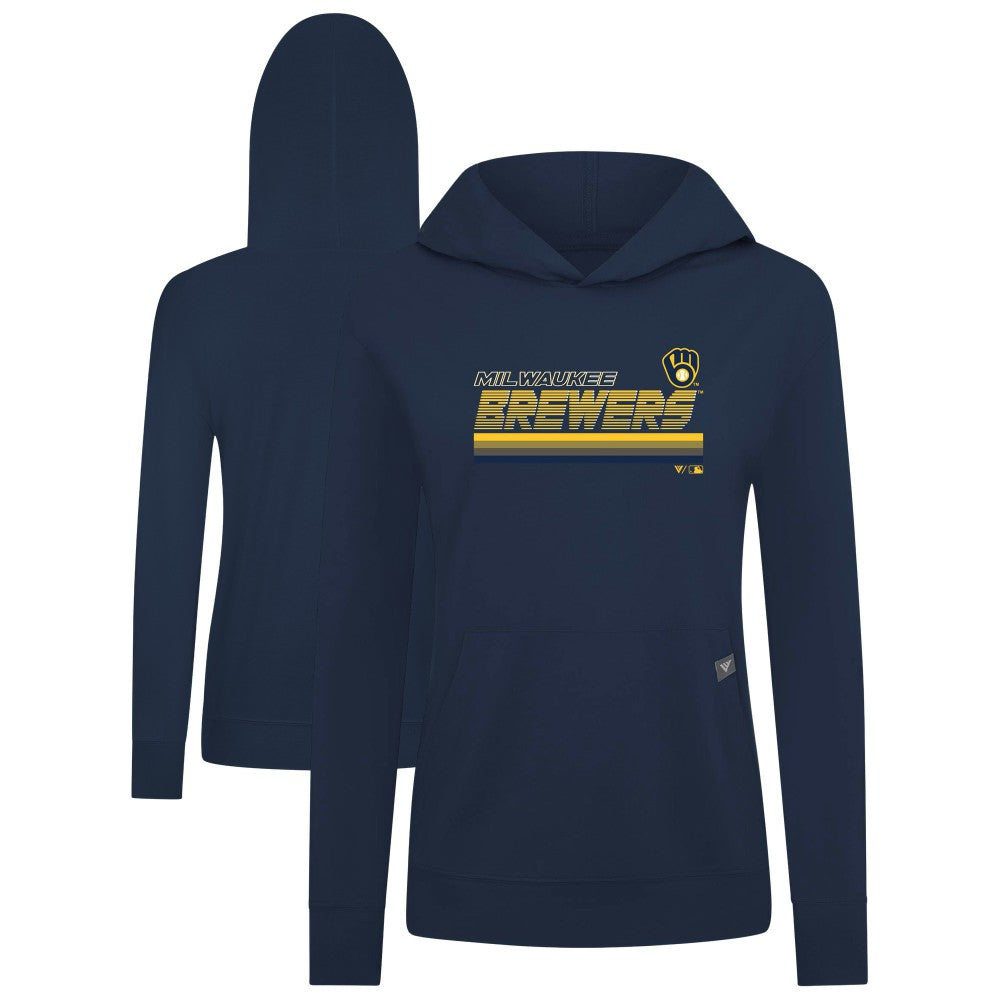 Milwaukee Brewers Levelwear Women's Relay Breaker Pullover Hoodie - Navy