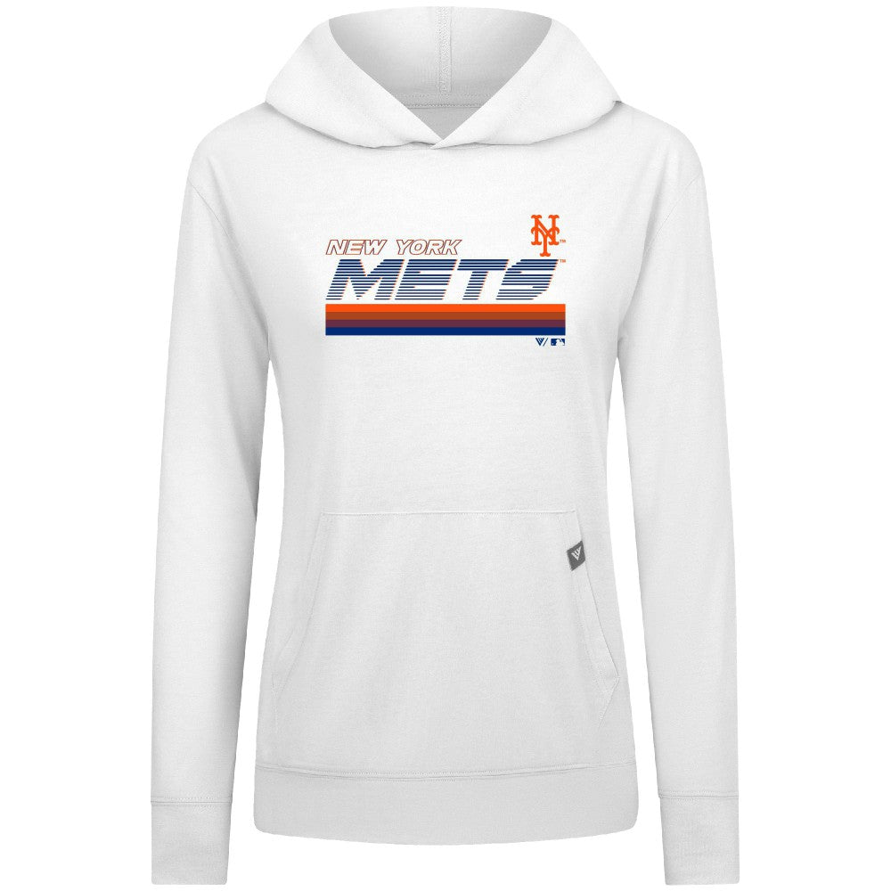 New York Mets Levelwear Women's Relay Breaker Pullover Hoodie - White